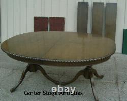 00001 Antique Solid Mahogany Dining Table with 3 leafs 96 x 48 x 30H + Pads