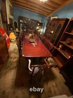 10 Mahogany Chippendale Style Claw Foot Dining Chairs with Table Set
