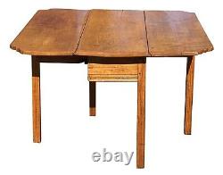 18th C Antique New England Chippendale Tiger Maple Drop Leaf Dining Table