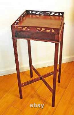 18th Century Antique English Chippendale Mahogany Urn Candle Stand Table