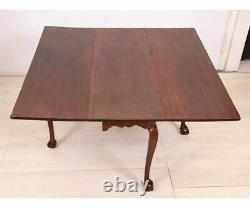 18th Century Massachusetts Chippendale Drop Leaf Table Ball & Claw Feet ca 1770