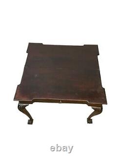 18th c mahogany Chippendale card game foyer table ball claw 1780s old surface