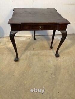 18th c mahogany Chippendale card game foyer table ball claw 1780s old surface