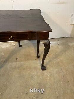 18th c mahogany Chippendale card game foyer table ball claw 1780s old surface