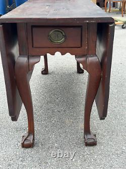 18th c period walnut chippendale dining table ball claw PA old surface large