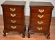 1910 Antique Jb Van English Chippendale Mahogany Pair Nightstands Bedside Tables