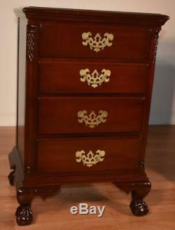 1910 Antique JB Van English Chippendale Mahogany Pair Nightstands bedside tables