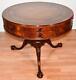 1910s Antique Weiman Chippendale Mahogany & Leather Top Center Table Hall Table