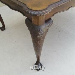 1920's Italian Chippendale Style Walnut Dining Table
