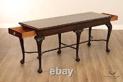 1920's Vintage Chippendale Style Mahogany Ball and Claw Carved Console