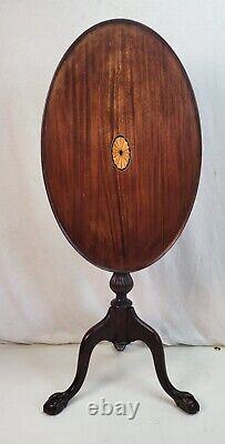 1920s American Chippendale Mahogany Tilt-Top Table Antique Furniture