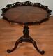 1920s Antique English Chippendale Crotch Mahogany Carved Center Table