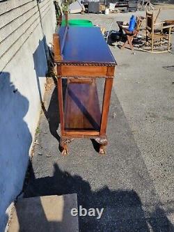 1920s English Chippendale Mahogany Carved Entry Hallway Console Table