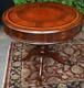 1920s English Chippendale Mahogany Red Leather Top Center Table / Hall Table