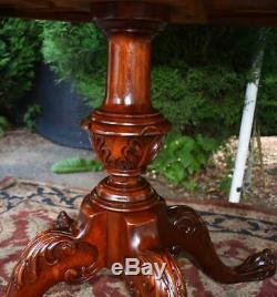 1920s English chippendale Mahogany Red Leather top Center Table / Hall table