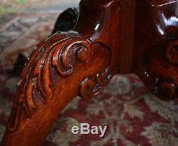 1920s English chippendale Mahogany Red Leather top Center Table / Hall table