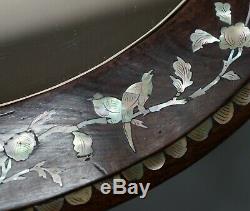 1924 British Empire Chinese Exhibition Rosewood & Mother Of Pearl Inlaid Table