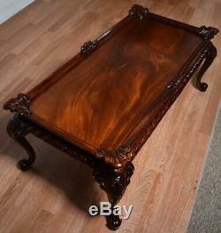 1930s Chinese Chippendale carved Mahogany & Flame Mahogany Coffee Table