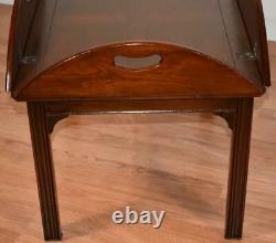 1930s Chippendale Mahogany butler Coffee table with removable tray top