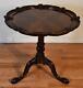 1940 English Chippendale Flame Mahogany Tilt-top Pie Crust Side Table End Table
