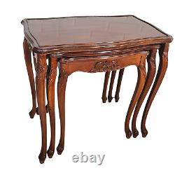 1940'S Cherry Carved Stacking Tables with Cabriole Legs Flourishes Side Table