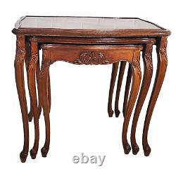 1940'S Cherry Carved Stacking Tables with Cabriole Legs Flourishes Side Table