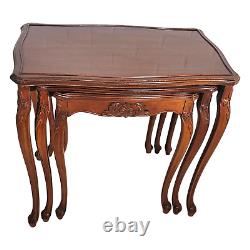 1940'S Cherry Carved Stacking Tables with Cabriole Legs Flourishes Side Table