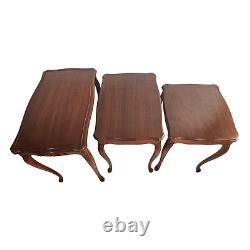 1940'S Cherry Carved Stacking Tables with Cabriole Legs Flourishes Side Table