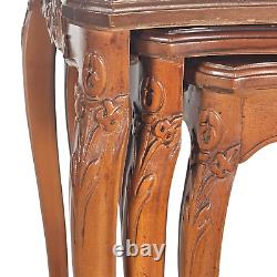 1940'S Cherry Carved Stacking Tables with Cabriole Legs Flourishes Side Table