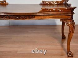 1940s English Chippendale carved Mahogany Coffee Table