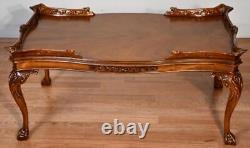 1940s English Chippendale carved Mahogany Coffee Table