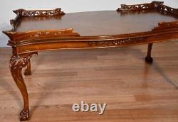 1940s English Chippendale carved Mahogany Coffee Table