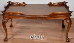 1940s English Chippendale carved Mahogany Coffee Table