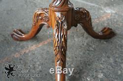 1940s Imperial Mahogany Chippendale Style Carved Tea Table Pie Crust Ball & Claw