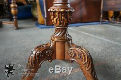1940s Imperial Mahogany Chippendale Style Carved Tea Table Pie Crust Ball & Claw
