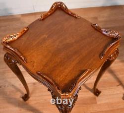 1940s PAIR of English Chippendale Mahogany side tables / end tables