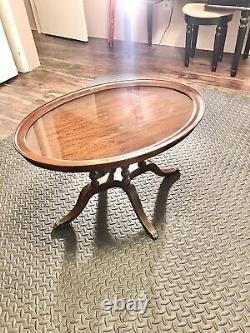 1950s Vintage Mahogany Removable Glass Tray-Top Butler's Table