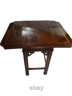 1980 Lane Drop Leaf Side Table Chippendale Mahogany withParquet Top. Style 98839