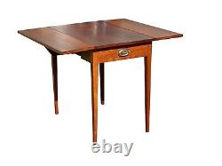 19th C Antique Federal Period Cherry Drop Leaf Pembroke Table With Drawer