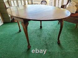 19th Century English Mahogany Ball & Claw Foot Tuck Away Dining Room Table