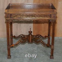 19th Century Thomas Chippendale Fret Work Carved Silver Tea Occasional Table