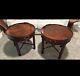 2 Baker Furniture Mahogany Accent End Drum Tables One Drawer Chinese