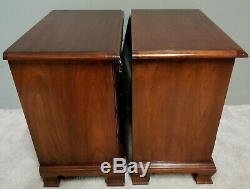 (2) THOMASVILLE Chippendale Solid Cherry 4 Drawer Nightstands Chests Side Tables