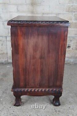 2 Vintage English Chippendale Style Mahogany 3 Drawer Bedside Table Nightstands