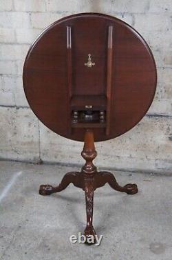 20th C. English Chippendale Style Logan Tilt Top Birdcage Tea Table Ball & Claw
