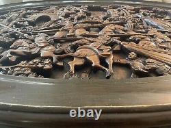 20th Century Asian Mahogany Carved Coffee/Tea Table with Glass-top And Stools
