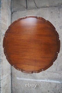 20th Century Chippendale Carved Mahogany Pie crust Tea Side Table Ball Claw Foot