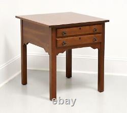 21st Century Cherry Chippendale Two-Drawer End Side Table