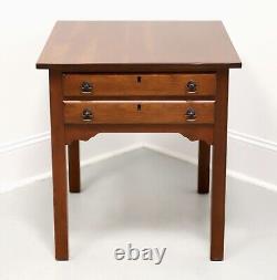 21st Century Cherry Chippendale Two-Drawer End Side Table