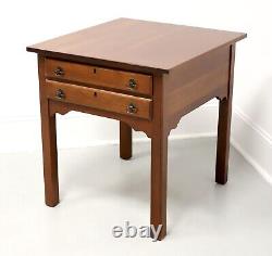 21st Century Cherry Chippendale Two-Drawer End Side Table